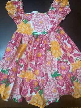 Joie Girls Floral Smocked Dress - Pink, Yellow & Green